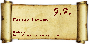Fetzer Herman névjegykártya